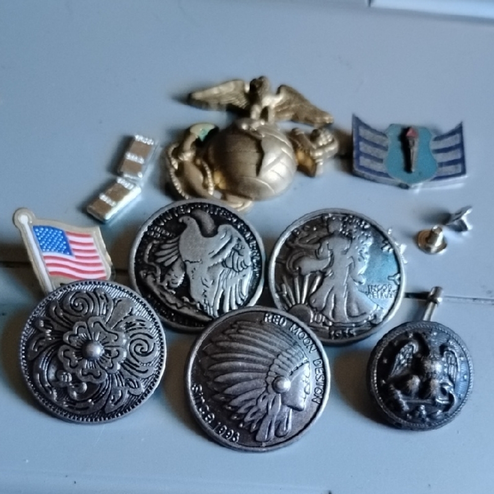 Silver Buttons&mini Bar Pair++